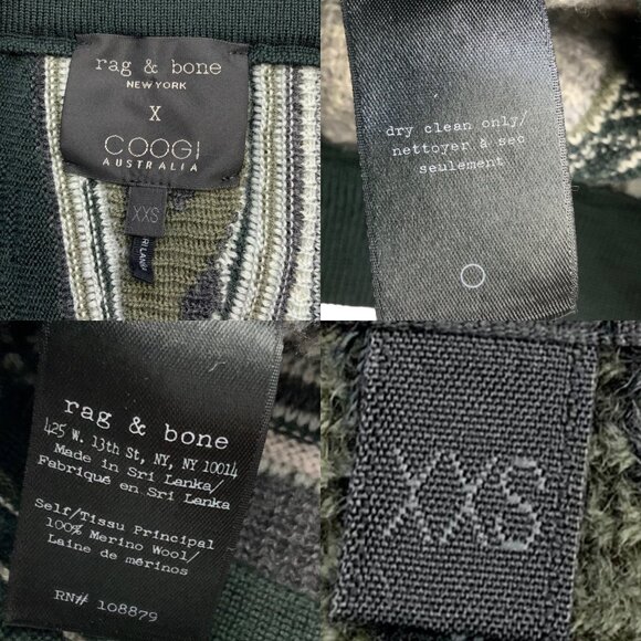 COOGI X Rag & Bone Merino Wool Skirt XXS 2XS Flynt Green 3D Knit Straight Fit - Picture 5 of 12